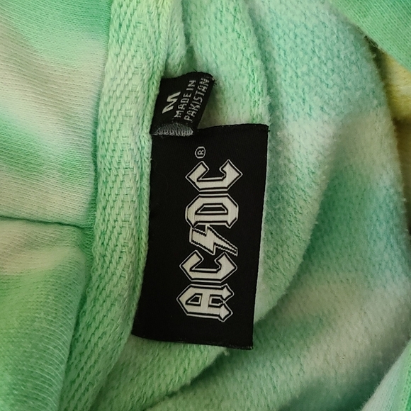 AC/DC Tie Dye Crop Hoodie Size Medium Multi Color - Picture 2 of 6